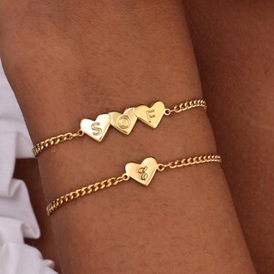 Custom Heart Bracelet For Her Anniversary | Engraved Initial Pendant | Dainty Name Jewelry