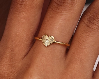 Actual Fingerprint Ring - Personalized Heart Pendant - Thumbprint Jewelry - Pet Memorial Gift - Nose Print Keepsake Jewelry - Gift For Mom