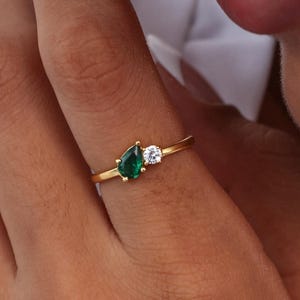 Custom Two Birthstone Ring | Gold Personalized Gemstones Mother’s Ring | Minimalist Jewelry Friend Gift