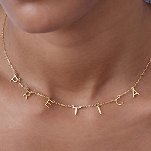 Multiple Initials Necklace | Minimalist Letter Charm | Nameplate Gold Jewelry For Birthday