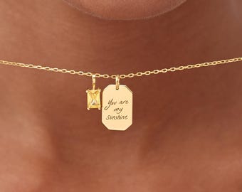 Custom Hexagon Handwriting Necklace | Personalized Engraved Pendant | Memorial Keepsake Jewelry | Dad Signature Gift