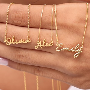 Custom Name Necklace | 18K Gold Plated Name Necklace | Dainty Minimalist Letter Jewelry | Custom Nameplate Jewelry | Mother&#39;s Day Gift
