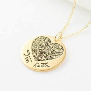 Fingerprint Necklace - Actual Thumbprint Necklace - Handwriting Jewelry - Memorial Gift For Mom - Keepsake Jewelry - First Mother&#39;s Day Gift
