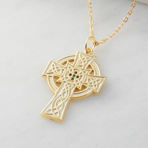 Personalized Father&#39;s Day Gift - Cross Jewelry for Men - Gold Filled Cross Pendant - Customized Celtic Necklace For Dad - St Patrick Gift