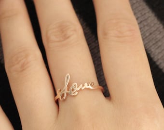 Custom Name Ring - Actual Handwriting - Stackable Children Name Ring - 18K Gold Filled Jewelry - Wedding Gifts - First Mother's Day Gift