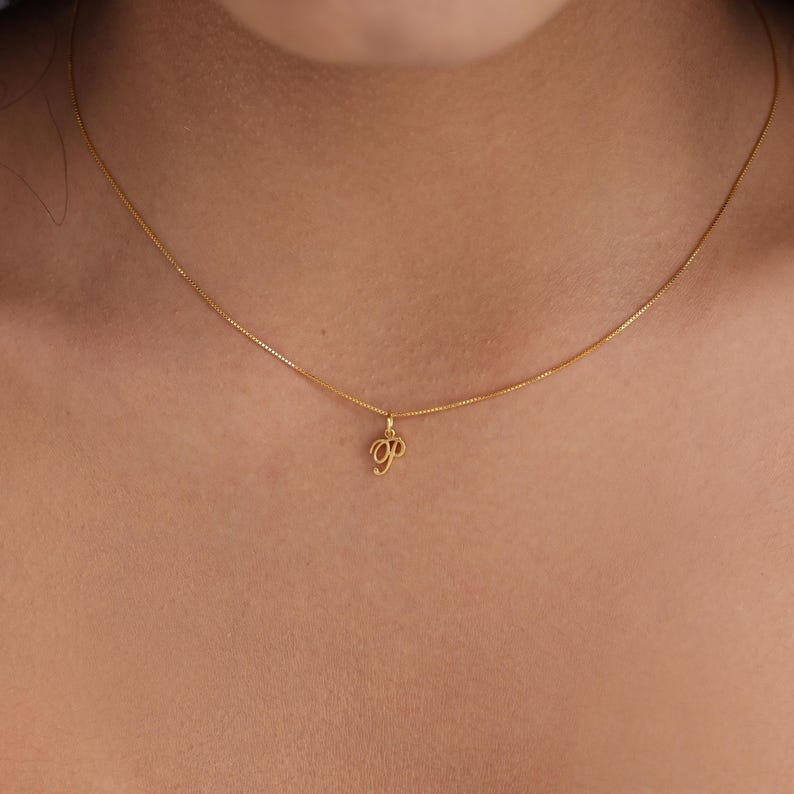 Initial Charm Dainty Gold Necklace | Personalized Letter Pendant | Custom Wedding Daily Layering Jewelry image 2
