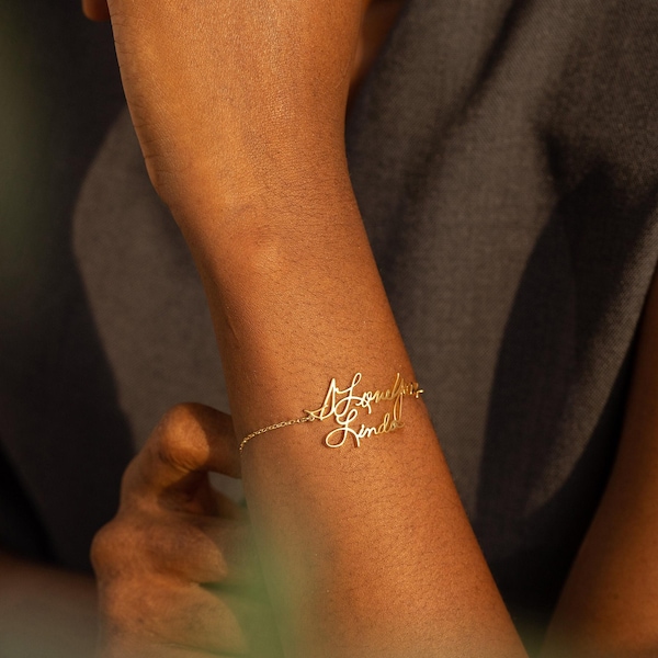 Pulsera personalizada con firma / Pulsera personalizada con nombre escrito a mano / Regalo con mensaje conmemorativo