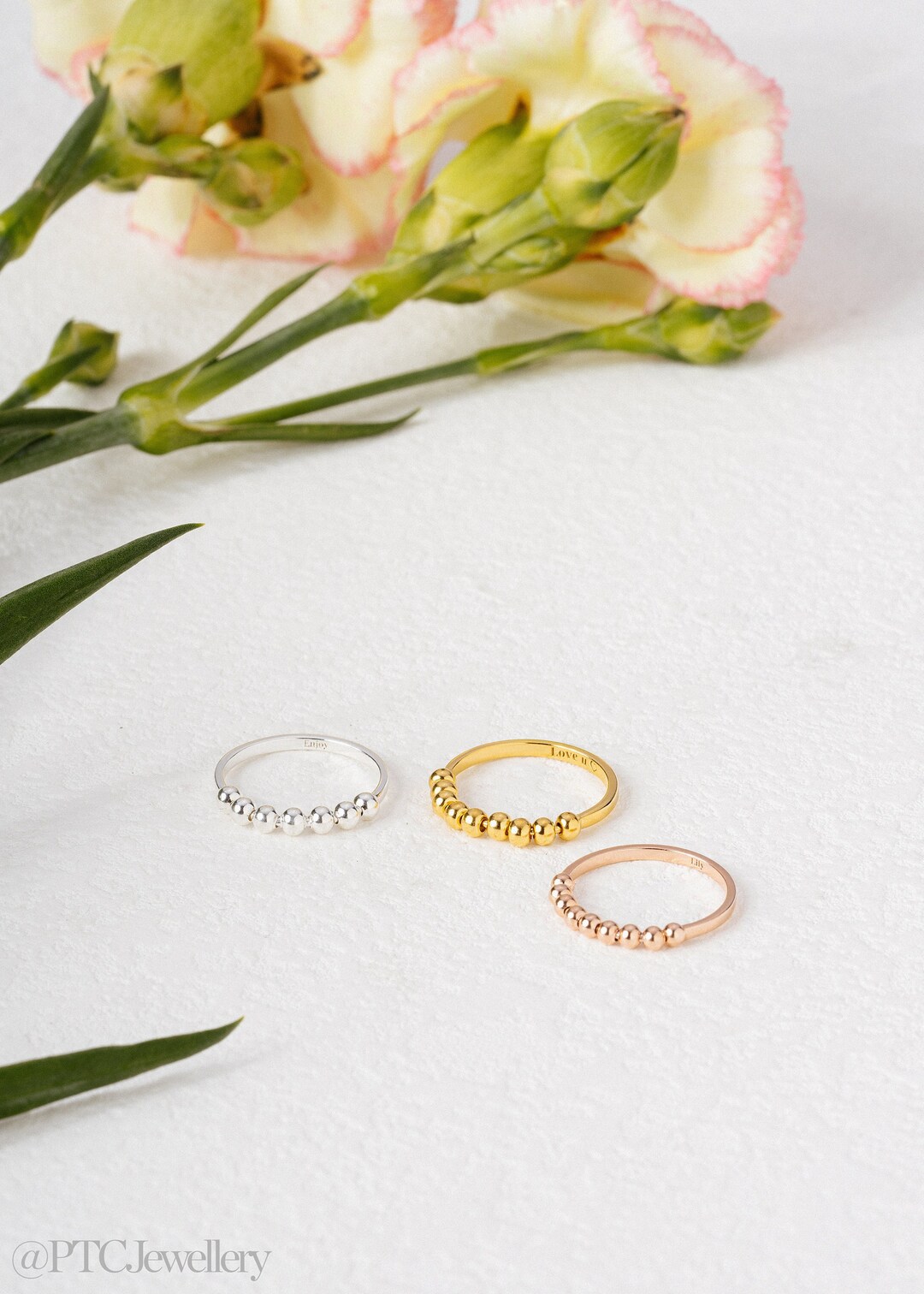 Engraved Anxiety Ring | Custom Fidget Rings | Ball Signet Jewelry Women ...