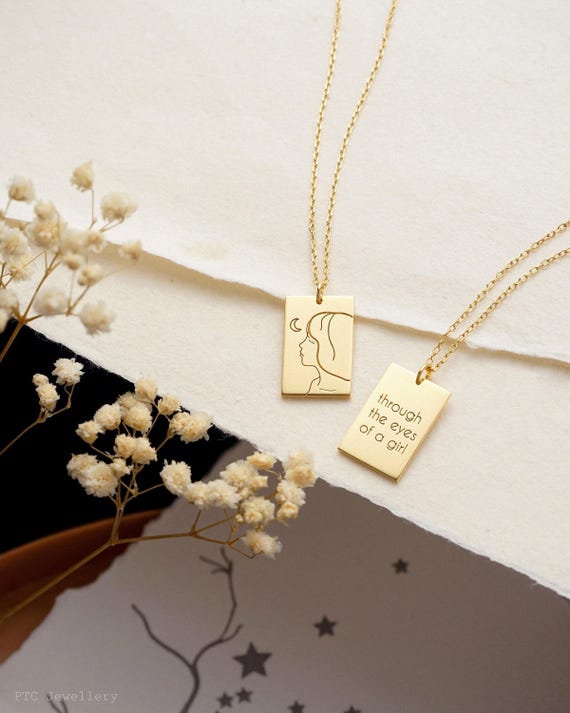 LUNA Necklace Personalized Crescent Moon Necklace Minimalist