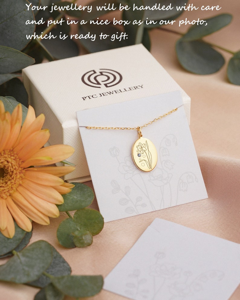 Custom Birth Flower Necklace Personalized Valentine's Day Gifts Family Floral Necklace Mother Daughter Necklace Gold-Filled Jewelry image 8