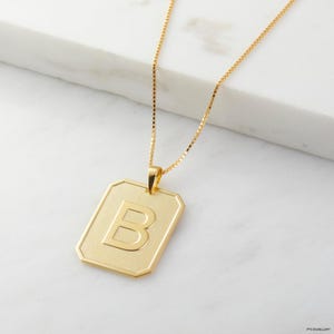 Initial Dog Tag Necklace - Personalized Father&#39;s Day Gift - Custom Name Mens Necklace - Geometric Necklace for Him - Mens Statement Jewelry