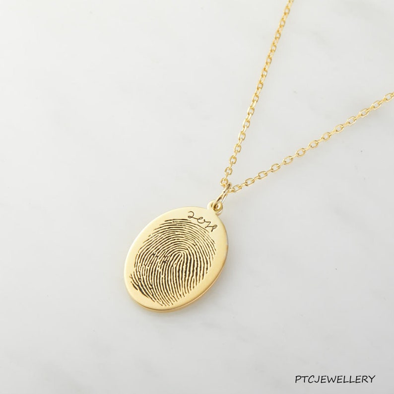 Fingerprint Necklace Oval Pendant Actual Fingerprint Etsy Australia