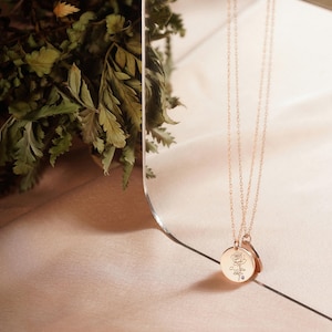 Personalized Birth Flower Necklace | Engraved Floral Pendant | Mother Daughter Necklace | Meaningful Dainty Jewelry | Custom Sterling Silver