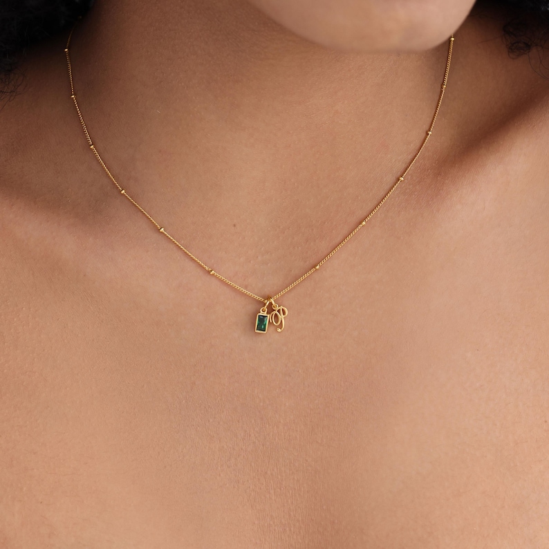 Initial Charm Dainty Gold Necklace | Personalized Letter Pendant | Custom Wedding Daily Layering Jewelry image 4