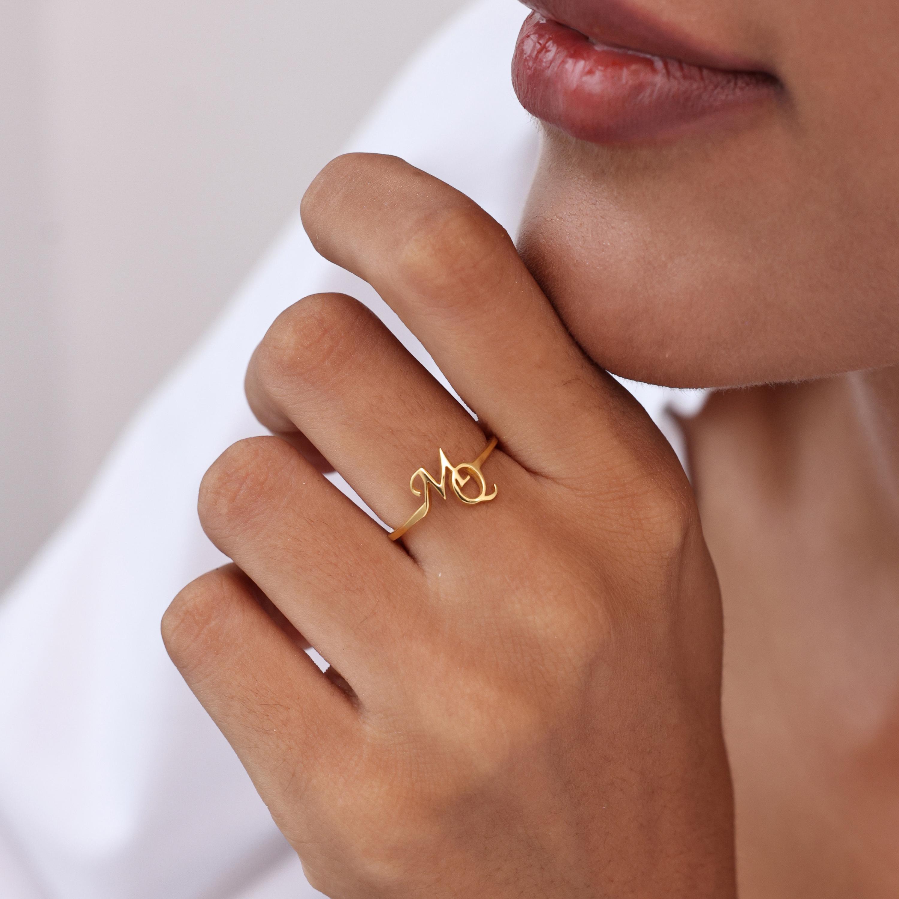 Custom Double Initial Ring | Promise Rings Couple | Two Letters