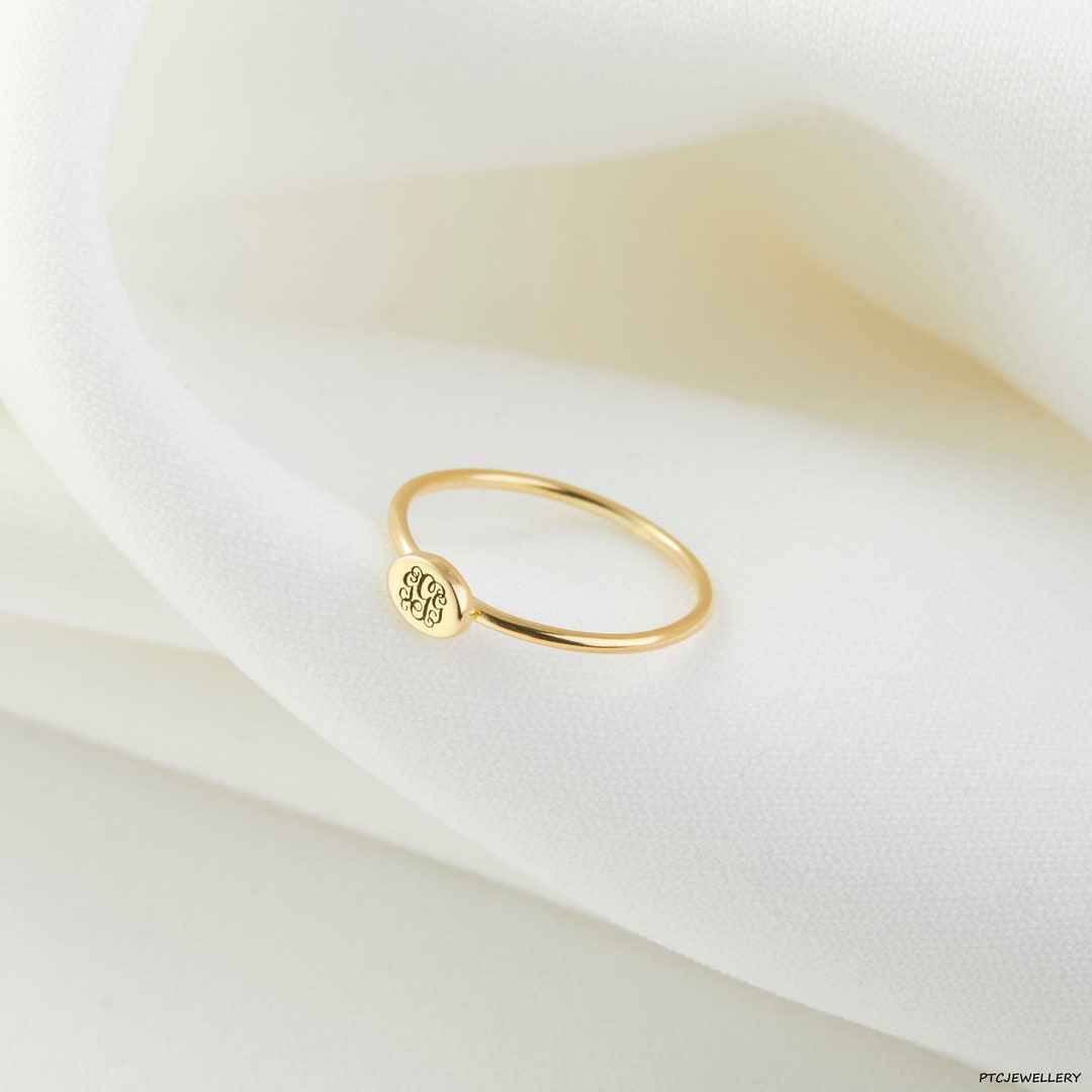 Personalized Monogram Ring | Dainty Initial Rings | Engraved Name ...