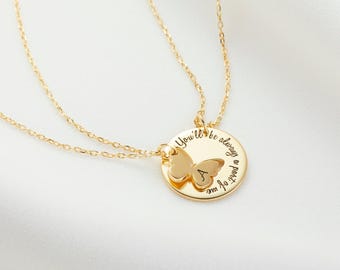 Mother Daughter Necklace - Butterfly Necklace - Personalized Mother&#39;s Day Gift - Custom Handwriting Pendant - Meaningful Family Present