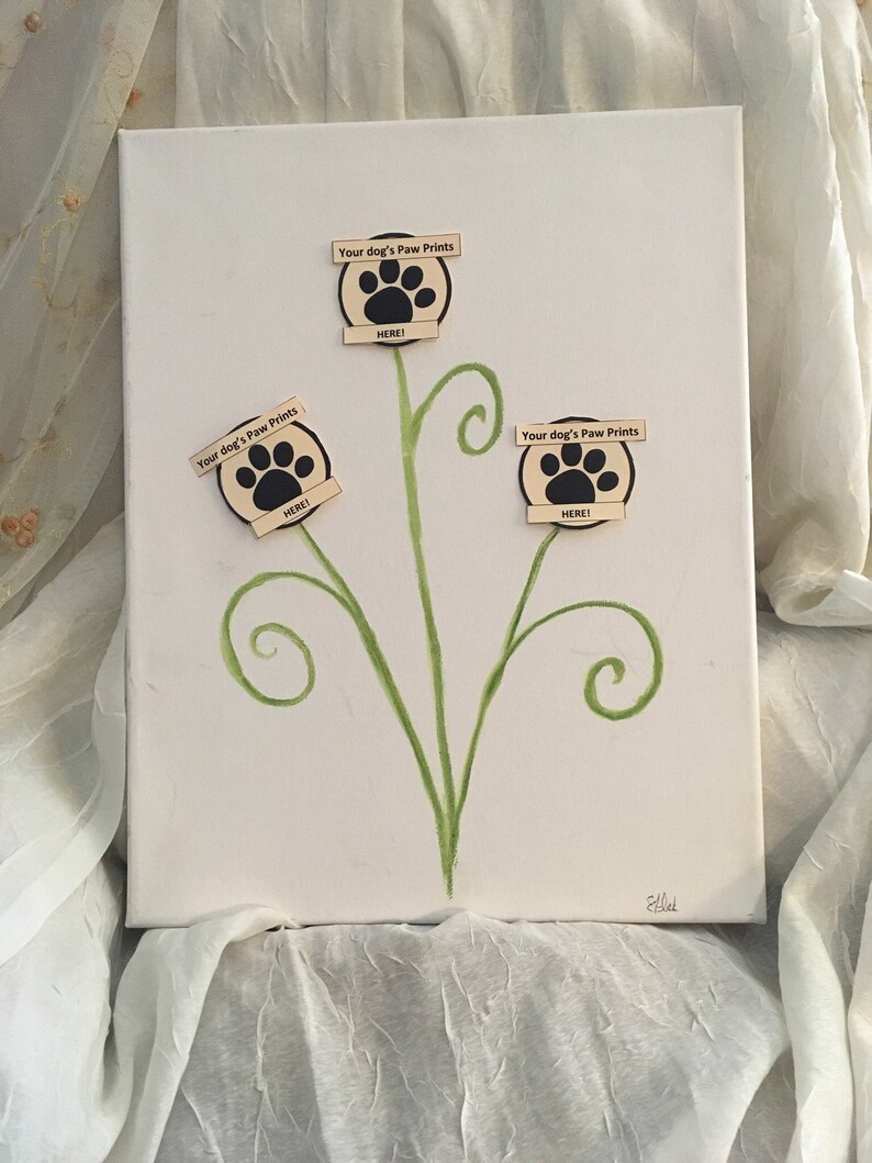 Paw Print Flowers Dog Art Wall Art Gifts Pets Etsy