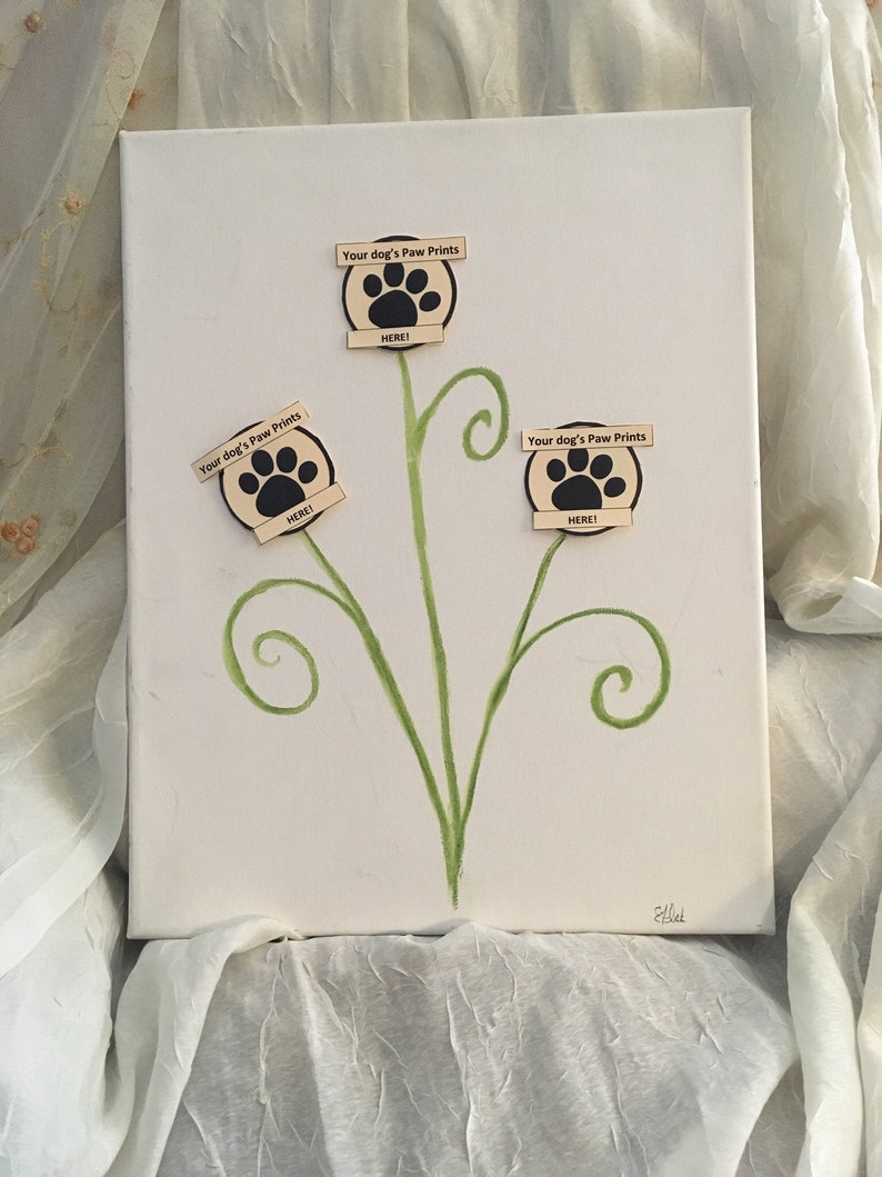 Paw Print Flowers Dog Art Wall Art Gifts Pets Etsy