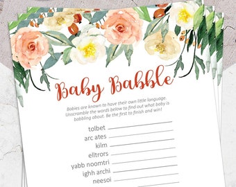 Baby Shower Games | Baby Word Scramble | Baby Babble Game | Instant Download