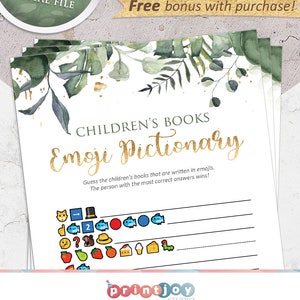 Baby shower emoji pictionary, Baby shower games, Emoji Baby Shower Game, Greenery Baby Shower, Emoji Pictionary Game, Instant Download