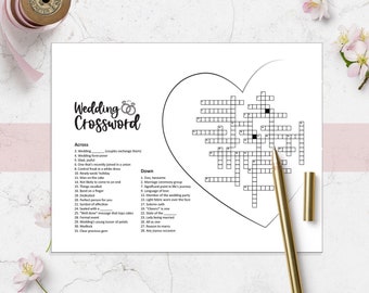 Wedding Crossword, Wedding shower games, Wedding games, Crossword Puzzle, Printable games, Party games, Wedding puzzle, Wedding activities