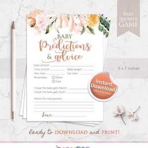 Prédictions et conseils de bébé, cartes de prédictions et conseils de baby shower, souhaits de bébé, conseils et prédictions de bébé, carte de souhaits pour bébé
