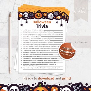 Halloween Trivia game, Halloween game, Printable Halloween party games, Halloween printables, Trivia night