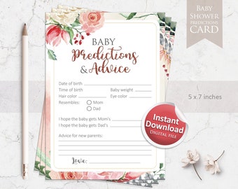 Baby Predictions, Baby shower games, Baby advice cards, Baby girl shower, Advice and wishes, Table Sign, Baby Shower Ideas, Instant Download