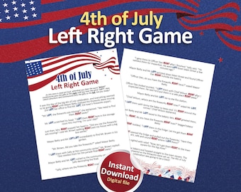 Pass the gift game, Left right game, 4th of July games, Gift exchange game, Games for adults, Pass the present, Printable games, July 4th