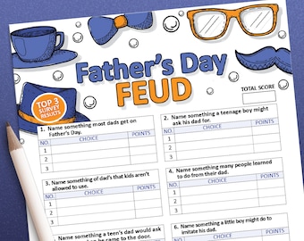 Fathers day game, Friendly Feud game, Fathers day games, Fathers day gift, Father's day, Printable games, Family games, Gifts for dad