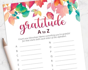 Gratitude imprimable, je suis reconnaissant pour l'activité, jeux de Thanksgiving, Friendsgiving, Thanksgiving divertissant, Thanksgiving imprimable