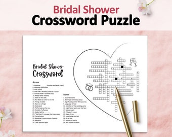 Bridal games, Bridal Shower Crossword, Crossword Puzzle, Bridal shower games, Wedding Crossword, Printable games, Wedding games, Party games