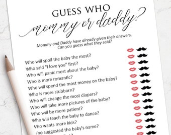 Juegos para baby shower, Juego Mamá o Papá, Baby shower minimalista, Juego Él Dijo Ella Dijo, Baby shower de género neutro, Descarga instantánea