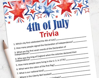 4th of July printable game, Fourth of July trivia game, Independence Day, patriotic games, instant download