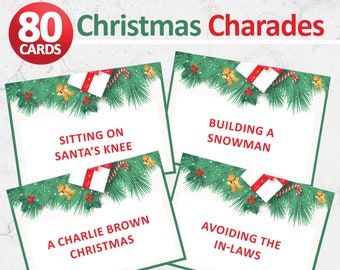 Christmas games printable, 80 Christmas Charades Cards, Christmas party ideas