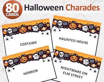 Halloween Charades, Halloween game, Printable Halloween party games, Halloween printables, Instant download