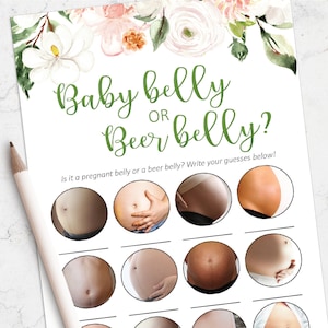 Baby belly or Beer belly game, Funny Baby Shower Games, Baby shower games printable, Instant Download