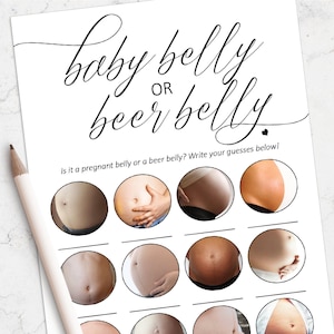 Babybuik- of bierbuikspel, grappige babyshowerspellen, babyshowerspellen afdrukbaar, direct downloaden
