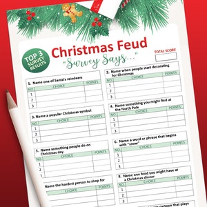 Christmas games printable, Christmas Feud Game, Holiday party games, Christmas friendly feud, Holiday feud, Christmas friendly feud game