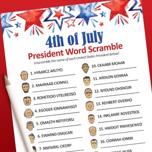 4th of July printable game, President trivia game, Fourth of July trivia game, US presidents, Independence Day, patriotic games, Download