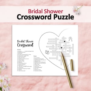 Bridal games, Bridal Shower Crossword, Crossword Puzzle, Bridal shower games, Wedding Crossword, Printable games, Wedding games, Party games