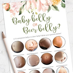 Baby belly or Beer belly game, Funny Baby Shower Games, Baby shower games printable, Instant Download