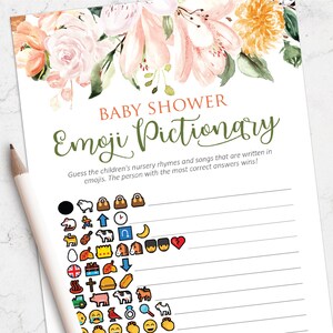 Emoji Baby Shower Games, Emoji Pictionary Game, Baby Shower Games Printable, Instant Download