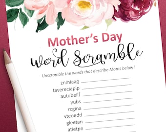Mothers day games, Word Scramble game for Mother's day, Printable games, Mothers day gift ideas, Family games