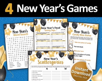 New years eve games bundle, New years games for new years party, Printable games, Holiday party