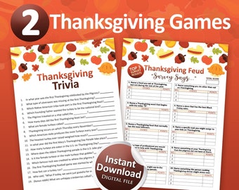 Thanksgiving games, Thanksgiving printable, Family Feud game, Thanksgiving Trivia, Friendsgiving games, Printable games, Family games