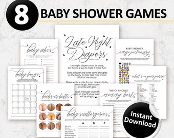 Printable baby shower games package | Gender neutral baby shower game bundle | Minimalist baby shower | Instant Download