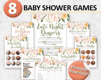 Printable Baby Shower Games, Baby Shower Bundle, Baby Girl Shower, Baby Shower ideas, Printable games, Digital file, Instant Download