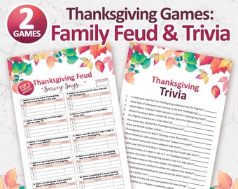 Thanksgiving games bundle, Thanksgiving Family Feud game, Thanksgiving Trivia, Friendsgiving game, Thanksgiving printable